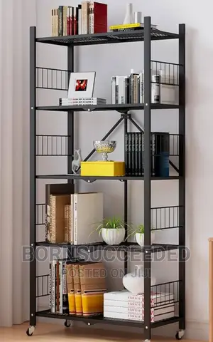 5 Tier Foldable No Assembly Storage Shelves With Wheels