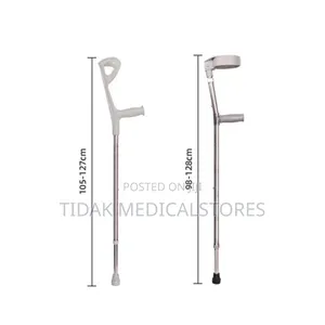 Crutches (Elbow) | Adjustable Height | Padded Cuff/Underarm | Non-Slip Tip | Lightweight Aluminum