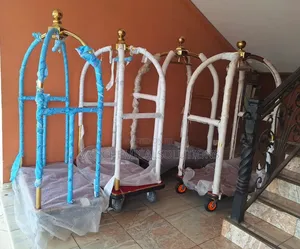 VIP Luggage Bellboy Birdcage Trolley Cart | Hotel Grade | Silver / Gold Finish | Birdcage Style | Luggage Carrier | Hospitality Grade