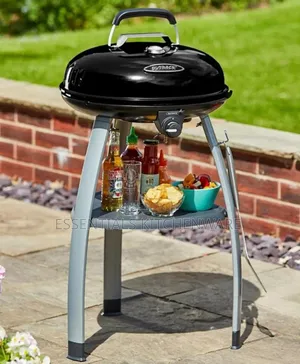 Outback Trekker Portable Gas BBQ Grill | Outback / Tower | 2-Burner | Porcelain-Enamel Hood | Side Burner | Gas & Charcoal Hybrid