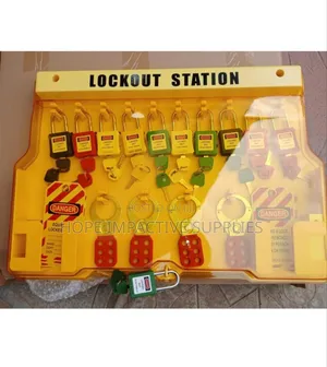 Safety Lock Out Station With Padlocks, Scissor Locks And Tags.