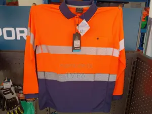 Kinggee Long Sleeves Cool Breathable Polo Shirt (Ora/Navy) | KingGee/Iona | Breathable Polyester | Two-Tone | Ribbed Fabric | Workwear Grade