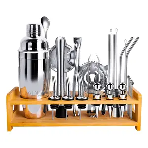 Cocktail Shaker Kits (26pcs) + Cocktail Recipe Book | Cobbler & Boston Set | 26-Piece | Recipe Book Included | Stainless Steel | Bar & Mixology Grade