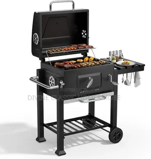 Dkiei Barbecue Grill, Portable Charcoal BBQ Grill With Wheel | Heavy-Duty | High-Temp Grid | Charcoal / Gas / Hybrid | Portable or Standing | Commercial Grade