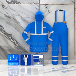 Rain Suit(With Reflective Strip) - Wrc500l | PVC/Polyester | Waterproof 5000mmH2O | Hi-Vis Reflective Strips | Hood | EN 343 Grade