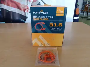 Portwest Reusable TPR Earplugs SNR 31.6; 50PAIRS/PACK | Portwest | SNR 31.6dB | Reusable TPR | Corded | 50-Pair Pack | EN 352-2 Certified