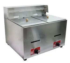Gas Deep Fryer 12l | Stainless Steel | Dual / Single Tank | Adjustable Thermostat | Basket Included | Commercial Grade