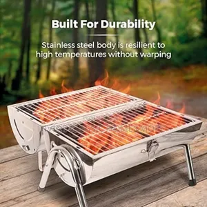 Tower Portable Barrel Grill With Wooden Carry Handle | Heavy-Duty | High-Temp Grid | Charcoal / Gas / Hybrid | Portable or Standing | Commercial Grade