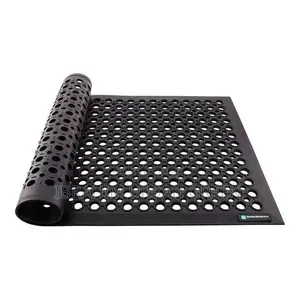 Rectangular Black Rubber Floor Mat | Non-Slip | Rubber | Food-Safe | Anti-Fatigue | Commercial Kitchen Floor Grade