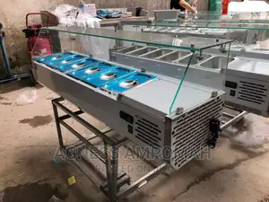 Countertop Salad Bar Display | Curved Glass | 4–7 Pans | Sneeze Guard | Compressor | Stainless Steel | Cafe & Deli Grade