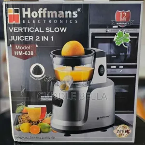 00555 -2in1 Hoffmans Slow Juicer Hm 638 | Cold-Press Masticating | High Juice Yield | Nutrient Retention | 2-in-1 Citrus Press Option