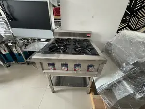Commercial 4 Burner Cooker/Stove | Galvanised / Stainless Steel | Cast-Iron Grates | Heavy-Duty | Multi-Burner | Commercial Kitchen Grade