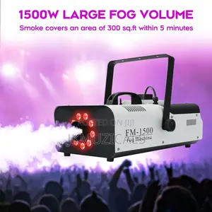 Smoke Machine_ Fog Machine 1500w With Remote Control | DMX Compatible | Wired & Wireless Remote | RGB LED Lights | 2000–20000 CFM Output | Stage & Event Grade