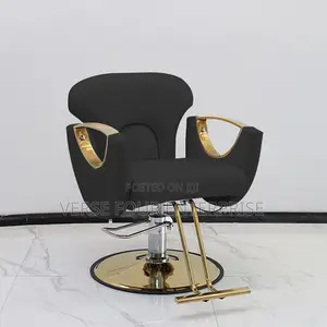 Black & Gold Luxury Modern Salon Chair – Multipurpose Trendy Barbering & Styling Chair