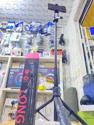 Selfie Stick (L16 Long) | Extendable to 215cm | Pop-Up Pan Tilt | Dual Phone Clamp | Live Streaming Grade