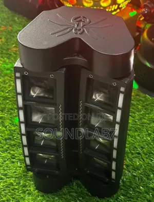 Spider Moving Head Light 8 X 10w Dj Lights With RGBW Strip | RGBW 4-in-1 LEDs | Pan & Tilt Motors | DMX512 | Sound-Activated | Gobo & Prism Effects | Stage Grade