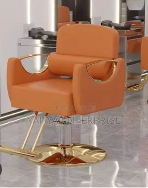 Executive Gold Hydraulic Barber Chair – Heavy-Duty Steel Frame, Synthetic Leather
