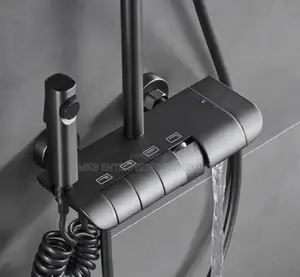 Piano Shower_4in1 Black | Anti-Rust Stainless Steel | Overhead + Hand Shower + Shattaf | Hot & Cold Thermostatic | 4-in-1 Available