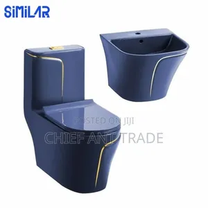 Toilet Seat With Basin Dark Blue