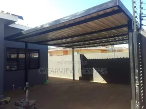 Contemporary Metal Pergola | Galvanised Steel Frame | Weatherproof Polycarbonate Cover | Custom Size | UV & Rain Resistant