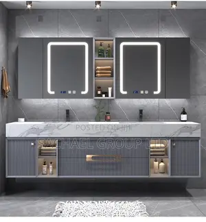 Marble Double Sink Cabinet With Led Light | Anti-Rust Stainless Steel / Granite Composite | Single & Double Bowl | Complete with Waste Trap & Tap