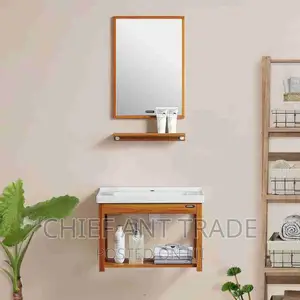 Cabinet Basin With Mirror- Brown