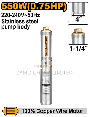 4" Deep Well Pump # Dwp5501 | Stainless Steel Body | 4" Slim Line | 30–150m Head | 30/50m Cable Included | Italian/German Technology