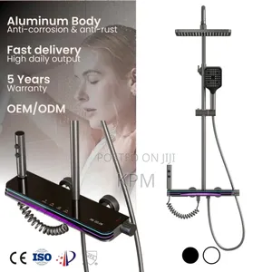 Big Panel High Tech Intelligent Pressure Piano Shower Wall Mounted | Anti-Rust Stainless Steel | Overhead + Hand Shower + Shattaf | Hot & Cold Thermostatic | 4-in-1 Available