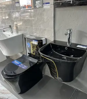 Luxury Complete Toilet Seat With Basin (Mettle Black Gold) | Ceramic Glaze | P & S Trap Options | Dual Flush / Press Top | UK / Italian Standard | 10+ Year Durability