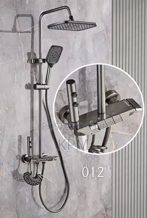 4 In 1 Piano Wall Mount Shower System | Anti-Rust Stainless Steel | Overhead + Hand Shower + Shattaf | Hot & Cold Thermostatic | 4-in-1 Available