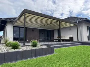 Elegant Steel Pergola | Galvanised Steel Frame | Weatherproof Polycarbonate Cover | Custom Size | UV & Rain Resistant