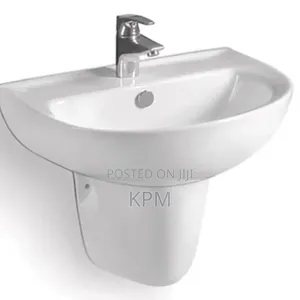 Ceramic Wall Mount Wash Hand Bathroom Basin Sink Short Pedestal Stand | Quality Grade | Durable Construction | Residential & Commercial | All Accessories Available