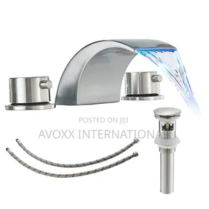 Widespread Bathroom Faucet Brushed Nickel W/Pop Up Drain | Stainless Steel / Brass | Hot & Cold | Single & Double Handle | Ceramic Disc Cartridge | Anti-Drip