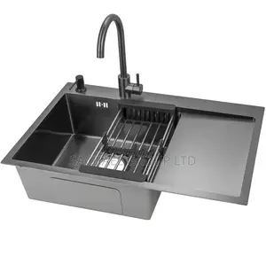 Black Single Bowl Arm, Kitchen Sink With Faucet