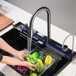 5 In 1 Digital Led Smart Kitchen Sink | Anti-Rust Stainless Steel / Granite Composite | Single & Double Bowl | Complete with Waste Trap & Tap