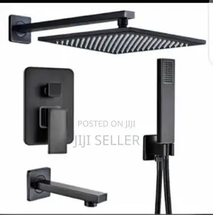 Black Concealed Shower | Anti-Rust Stainless Steel | Overhead + Hand Shower + Shattaf | Hot & Cold Thermostatic | 4-in-1 Available