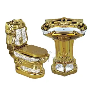 Golden Toilet Seat. Wc + Basin. Water Closet. Yt-10
