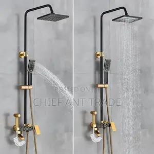 4 Flow Hot Cold Shower. Black Gold. 537