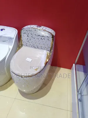 Designer Toilet Seat Wc White and Gold