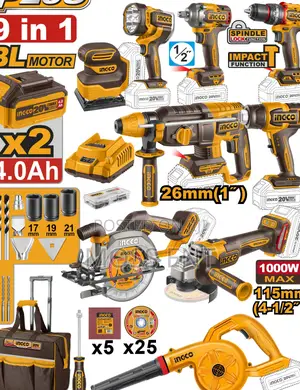 9 PCS Cordless Industrial Combo Kit 20v - Cosli250381