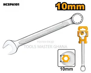 INGCO HCSPA101 10mm Combination Spanner – Cr-V, Chrome-Plated Matt, 140mm Length