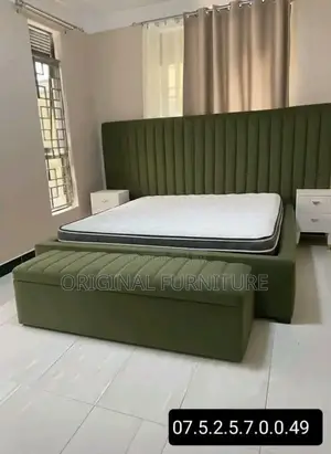 King Size Bed Frame Side Drawers Mattress and Ottoman