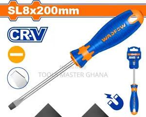 Wadfow WSD1288 8mm Slotted Screwdriver – Cr-V, 200mm Length, Round Shank