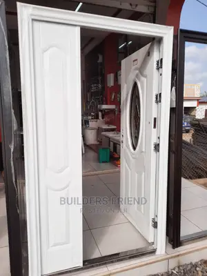 All White Steel Security Door With Inbuilt Glass+Frame+Locks | Security Door & Hardware | Heavy-Duty Steel | Multiple Sizes & Colours | Frame, Lock & Keys Included