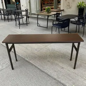 Foldable Banquet Table Featuring a Mahogany Melamine Top.