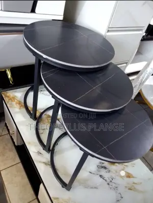 All Black 3 in 1 Marble Center Table, Side Tables