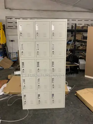 15 Lockers Office Cabinet | Cabinet / Locker | Heavy-Gauge Steel / MDF | Multi-Door | Key Lock | For Office, School & Home