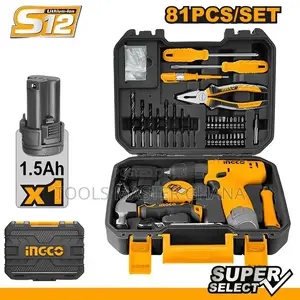 81 Pcs Tools Set - Hkthp10811 | Cordless Drill/Driver | 12V–20V Brushless | 20–86Nm Torque | 2-Speed | LED Work Light | 2 Batteries Included