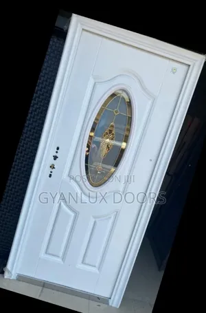 White Security Door Oval Glass