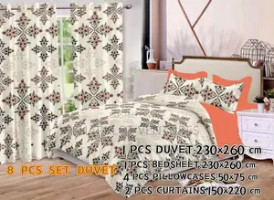 8 PCS Set Divet (Bedsheet, Curtains P Case – Soft Breathable Cotton or Microfibre